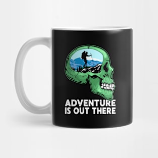 Adventure is Out There Hiker Outdoors Nature Hiking Skull Mug